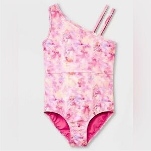 Cat & Jack Pink Tie-Dye Floral Spray Leotard